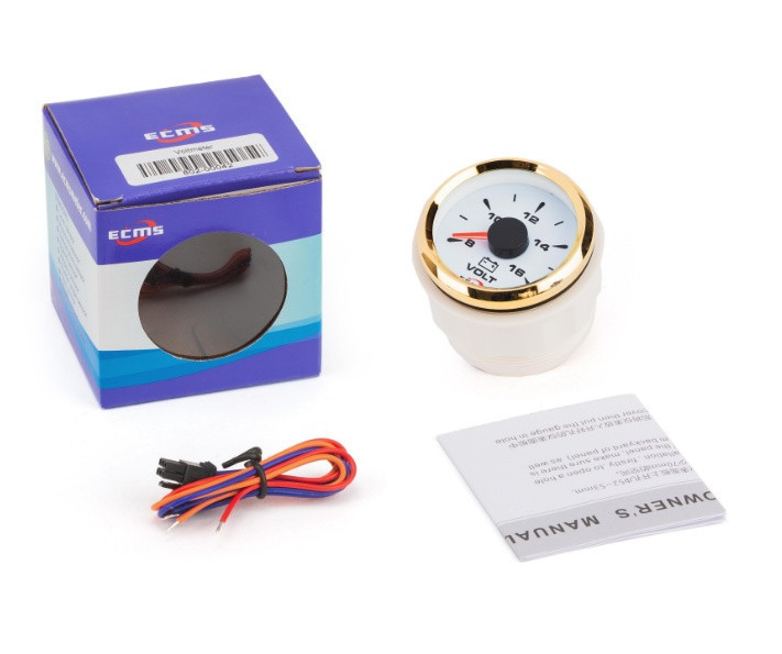 Вольтметр Ecms Hmv2-Wg-8-16 Диаметр 52Мм Рамка — Золото Дисплей — Белый Киев - изображение 2