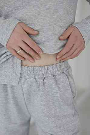 Жіночий костюм з асиметричним лонгслівом "Travel" | Батал Сірий, 50-52 Київ