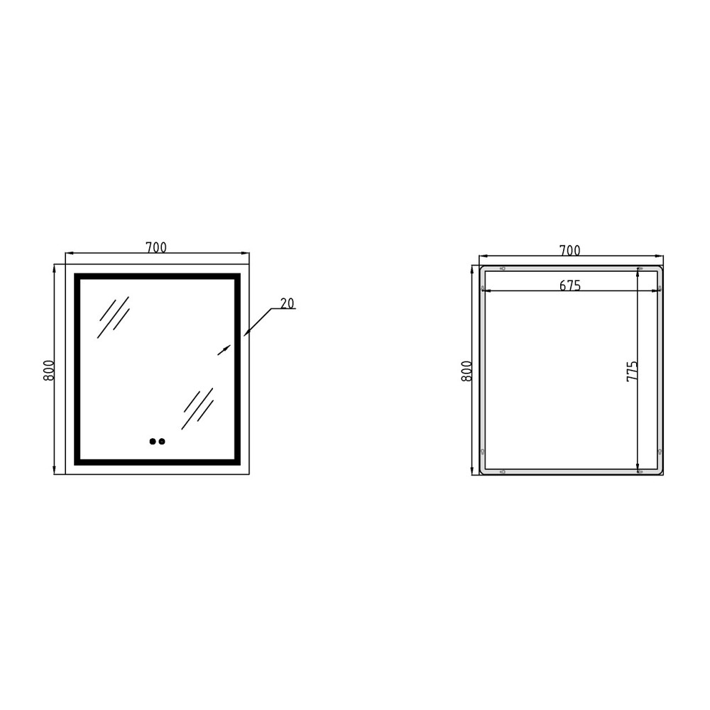 Зеркало Qtap Mideya (MI1) 700х800 с LED-подсветкой Touch, с антизапотеванием, диммером QT2078DCF7080W Киев - изображение 17