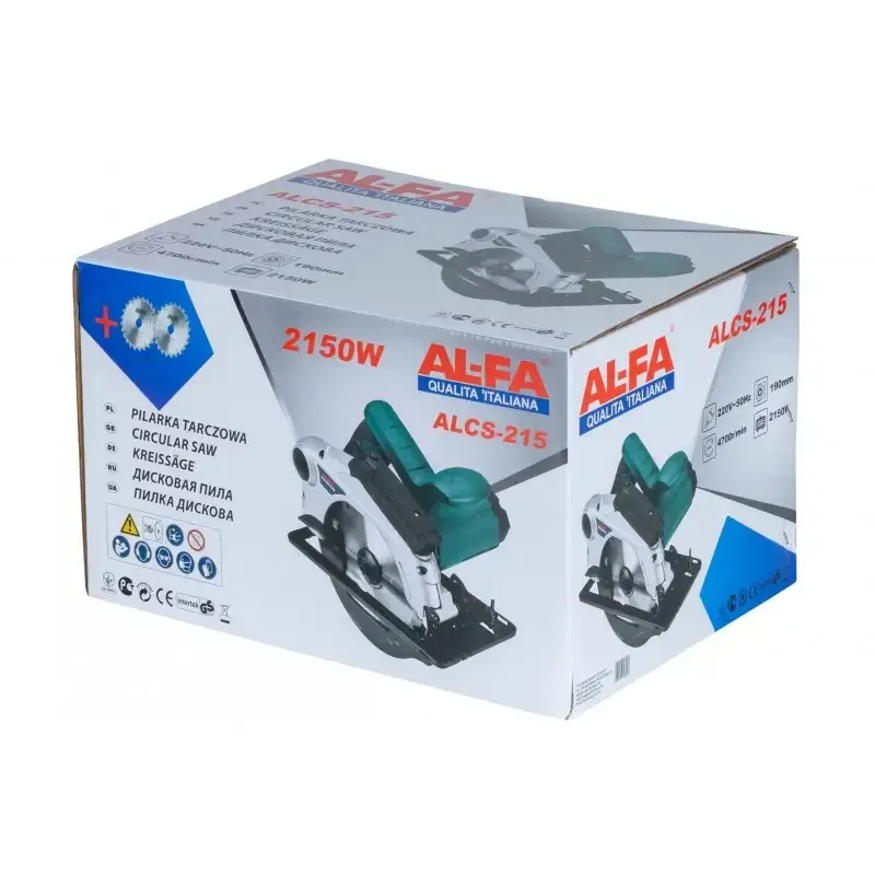 Ручна дискова пила AL-FA ALCS215 — 2150 Вт, високі оберти Львів - фото 2
