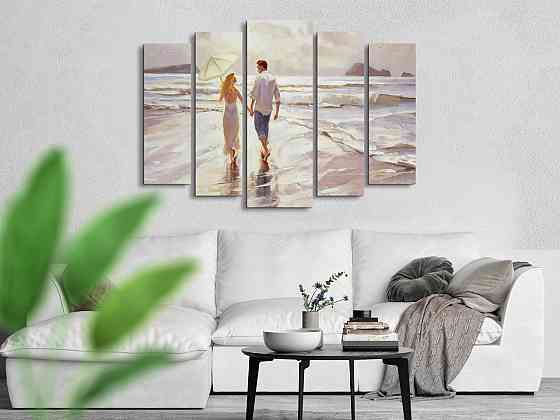 Модульна картина у вітальню / спальню Закохана пара біля моря Art-241_5 ( 80х118см ) Київ