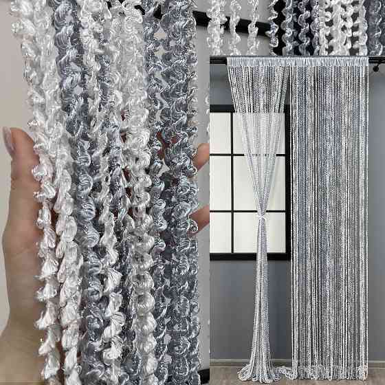 Шторы-нити спираль с люрексом Белый с серым 300х300см 1 шт (61-052) Киев