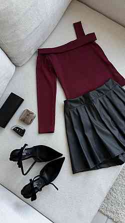 Жіноча базова кофта з відкритими плечима трикотаж рубчик Бургунді, 42/44 Одеса