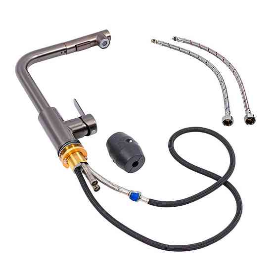 PLATINUM Кухонний змішувач Platinum FC-3 з висувною лійкою (PVD чорний) Коломия