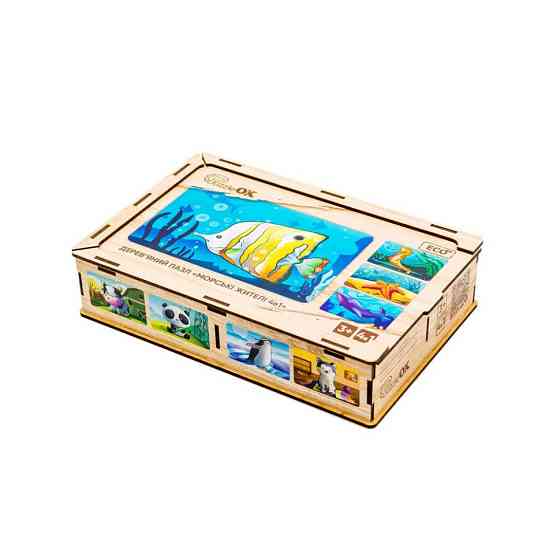 Детский деревянный пазл Морские жители 4 в 1 Puz-57896, 80 элементов Винница