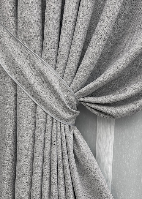 Комплект штор VR-Textil TWEED_V 150х270 2шт и Тюль 400х270 1913ш-1153т Светло-серый с белым 71-144/3 Киев - изображение 4