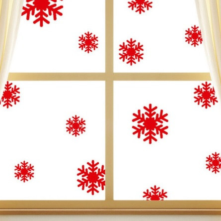 Наклейки сніжинки на вікна 50 на 35 см червоний Київ - фото 3