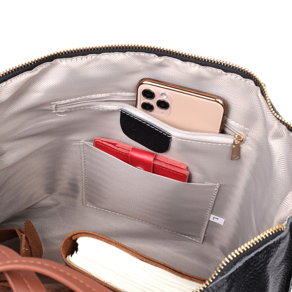 Дивовижна двокольорова сумка жіноча з натуральної шкіри Vintage 22303 Чорний Київ - фото 7