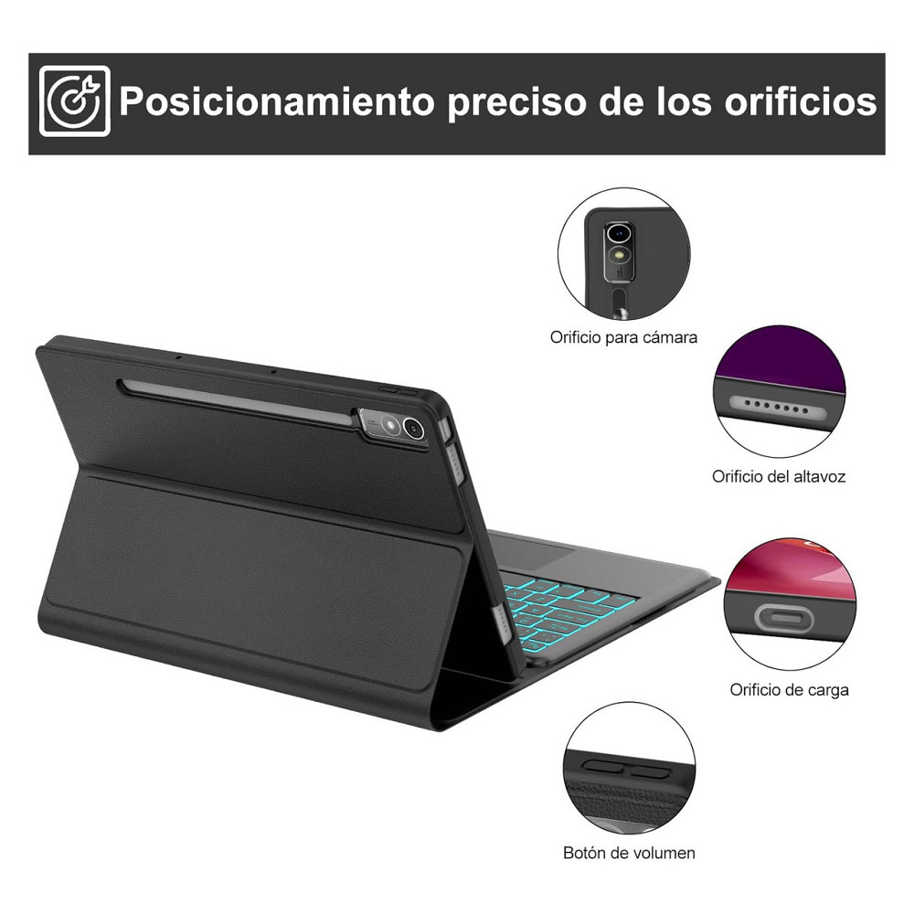 Клавіатурний чохол кейс Bluetooth клавіатура IVEOPPE для Lenovo Tab P12 TB-370FU 12.7" Чорний тачпад RGB іспанська QWERTY Київ - фото 8