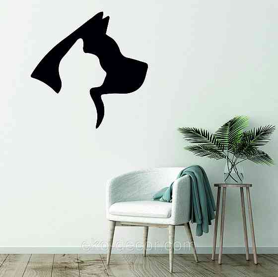 Декоративне настінне Панно «Кіт та Собака », Декор на стіну 90*90 см, Чорний Київ