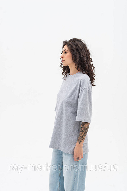 Футболка оверсайз RAY OVERSIZE женская серый меланж (U0104W-Grey Heather) Киев - изображение 2