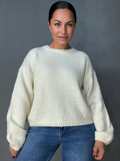 Свитер женский Fancy Matinee 6119 оверсайз меланж, молочний, one size Киев - изображение 1