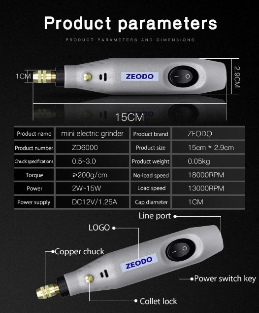 Мини гравер Zeodo ZD6000 15 Вт Винница - изображение 5