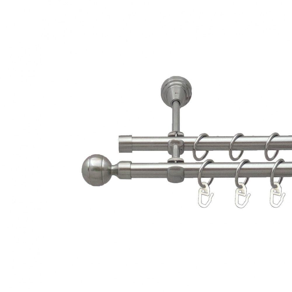 Карниз Orvit Паола металевий дворядний відкритий гладка труба кільце металеве Нержавіюча Сталь 16\16 мм 300 см (00-00013646) Львів - фото 1