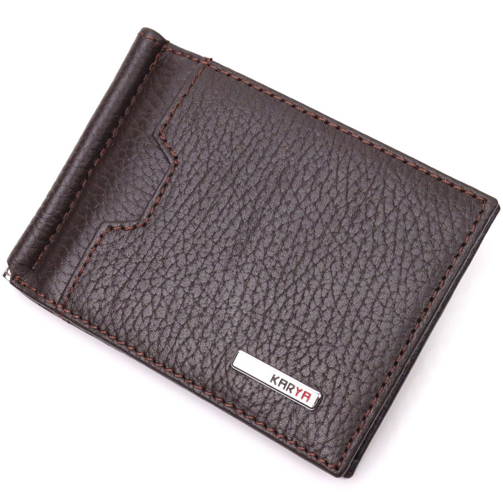 Отличный зажим для денег из натуральной кожи KARYA 21353 Коричневый Киев - изображение 1