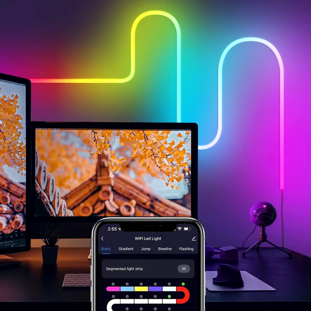 Розумна неонова стрічка RGB від USB, 5м, з Bluetooth + Пульт, SFK-11 / Гнучкий неон / Гнучка світлодіодна стрічка Київ - фото 7