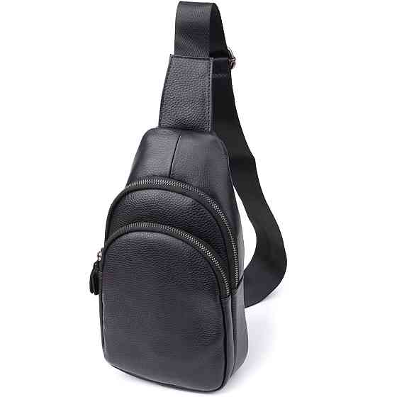 Чоловіча сумка через плече з натуральної шкіри Vintage 23032 Чорний Київ