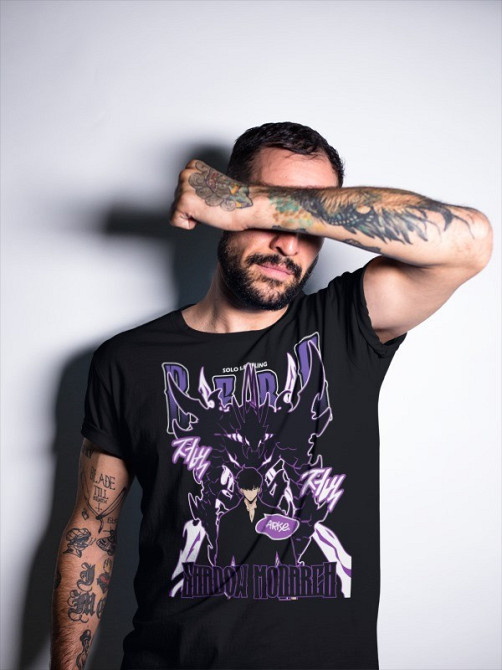 Футболка аниме Соло Левелинг Сунг Джинвоо оверсайз (S/M/L) Черний AnimeJ0219 Днепр - изображение 3