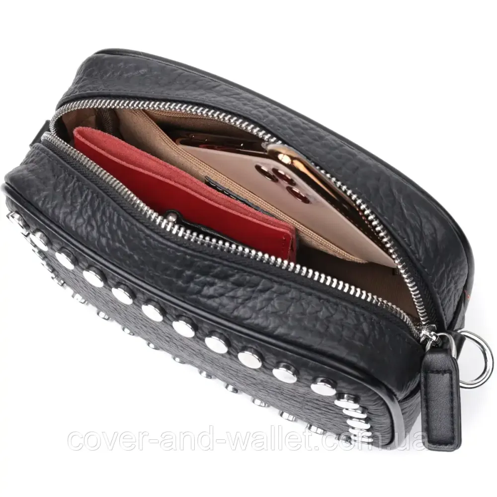 Стильня женская сумка из натуральной кожа черного цвета Киев - изображение 4