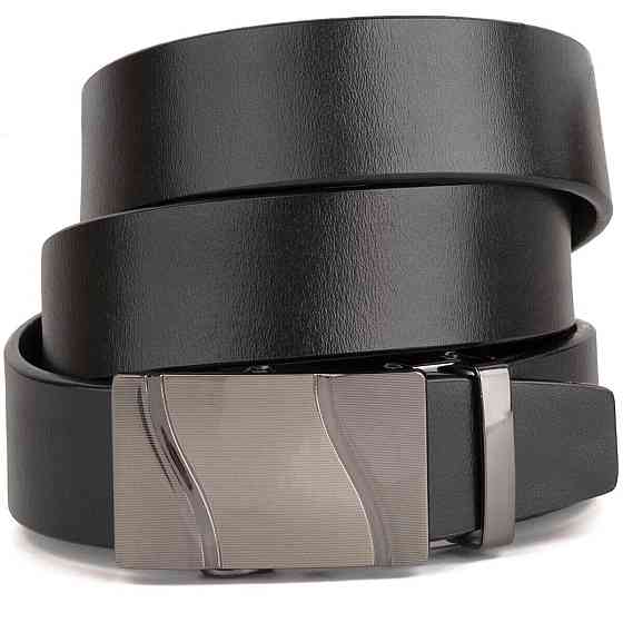 Ремень мужской с пряжкой волна Vintage 20336 Черный Киев