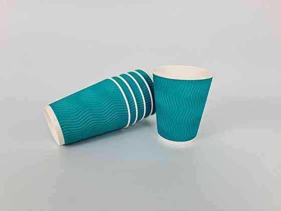 Склянка гофрована 400 мл (12oz) Бірюза (15 шт.) Харків