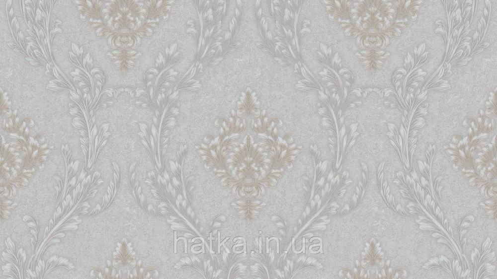 Шпалери метрові вінілові на флізеліні Sintra Classic класика вензелю візерунки структурні бронзові на сірому на білому 520048 Київ - фото 1