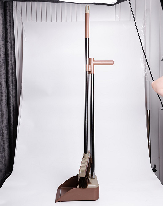Набір віник та совок на довгій ручці для підлоги 27×25×103 (см) щітка віник для прибирання Коричневий HP-35015-11BR Київ - фото 5