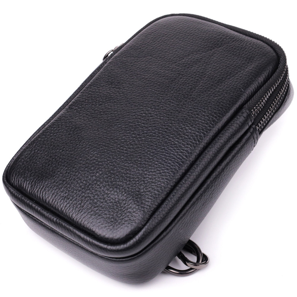 Невелика слінг сумка для чоловіків з натуральної шкіри Vintage sale_15105 Чорний Київ - фото 8