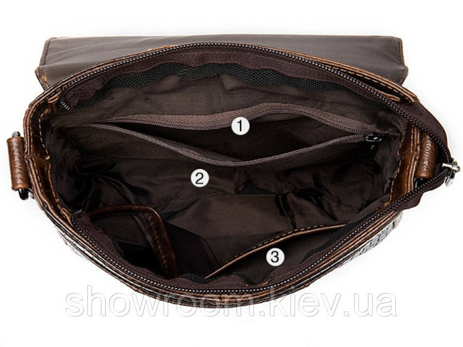 Чоловічі шкіряні сумки під рептилію Leather Collection (8857) brown Київ - фото 5