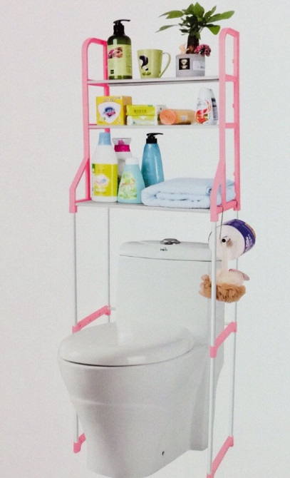 Полиця стелаж для туалету органайзер підлоговий над унітазом біла пластикова 3 полиці з кріпленням регульована Одеса - фото 2