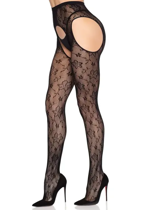 Колготки Leg Avenue Bloom Net Suspender Tights One Size Black Львов - изображение 5