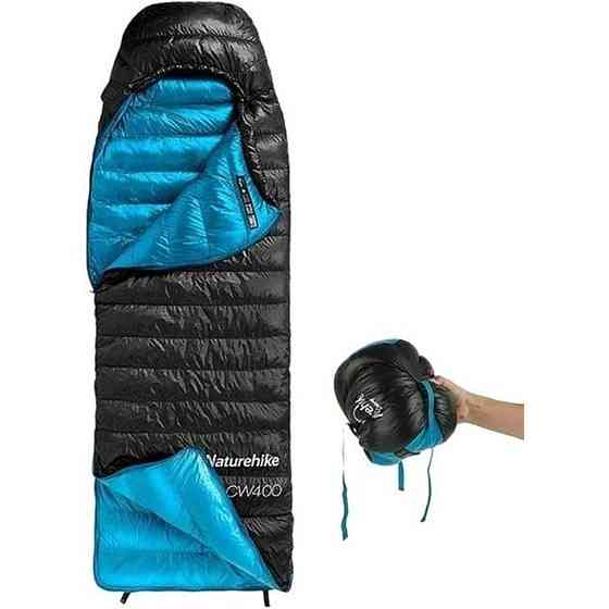 Спальний мішок із натуральним пухом Naturehike CW400 NH18C400-D M Чорно-блакитний Вінниця
