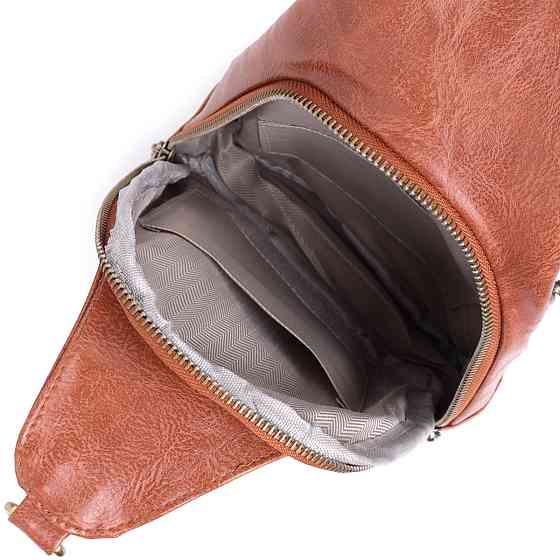 Жіноча сумка з екошкіри з акцентом на текстильну лямку Рудий (Vintage) Київ