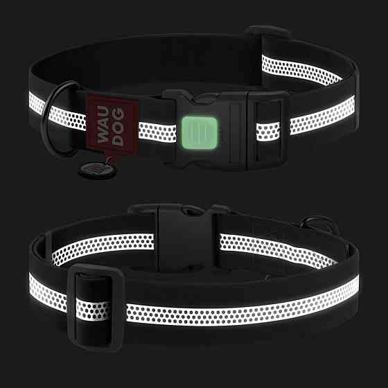 Ошейник для собак водостойкий WAUDOG Waterproof с QR паспортом, светоотражающий, пластиковый фастекс, XXL, Ш 40 мм, Длин 46-70 см, серый Киев