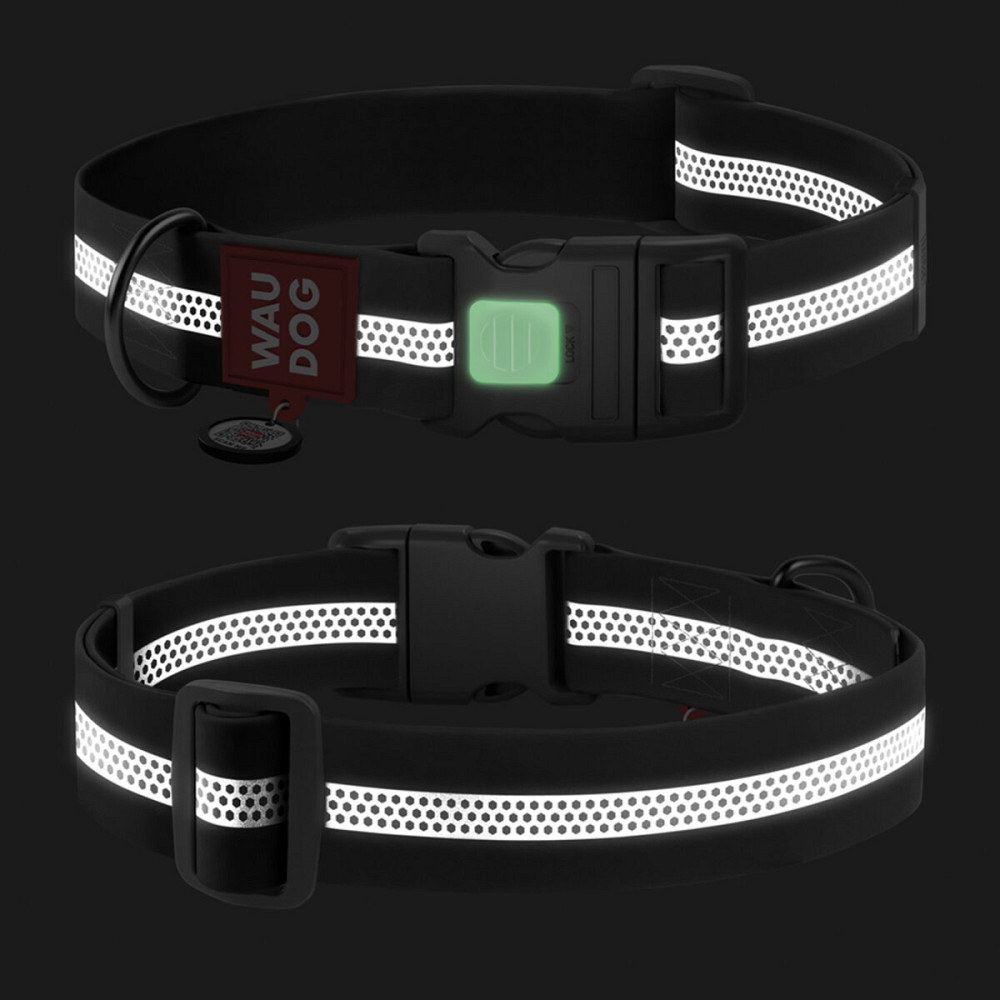 Нашийник для собак водостійкий WAUDOG Waterproof з QR паспортом, світловідбивний, пластиковий фастекс, XXL, Ш 40 мм, Дов 46-70 см, сірий Київ - фото 3
