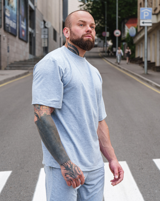 Комплект мужской футболка штаны Марсель оверсайз Серый XL Харьков - изображение 3