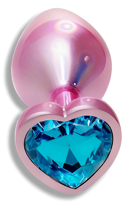 Анальна пробка з кристалом EGZO - Pink Perl Heart Plug Aqua, size S Sex Aura Київ - фото 2