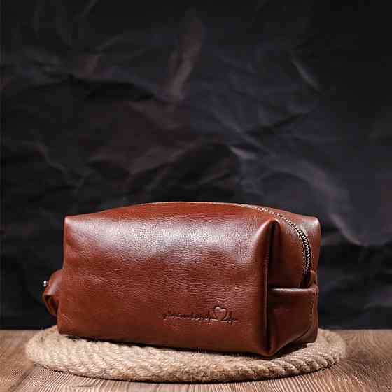 Чоловіча косметичка великого розміру з гладкої шкіри на блискавці Серце (GRANDE PELLE) Київ