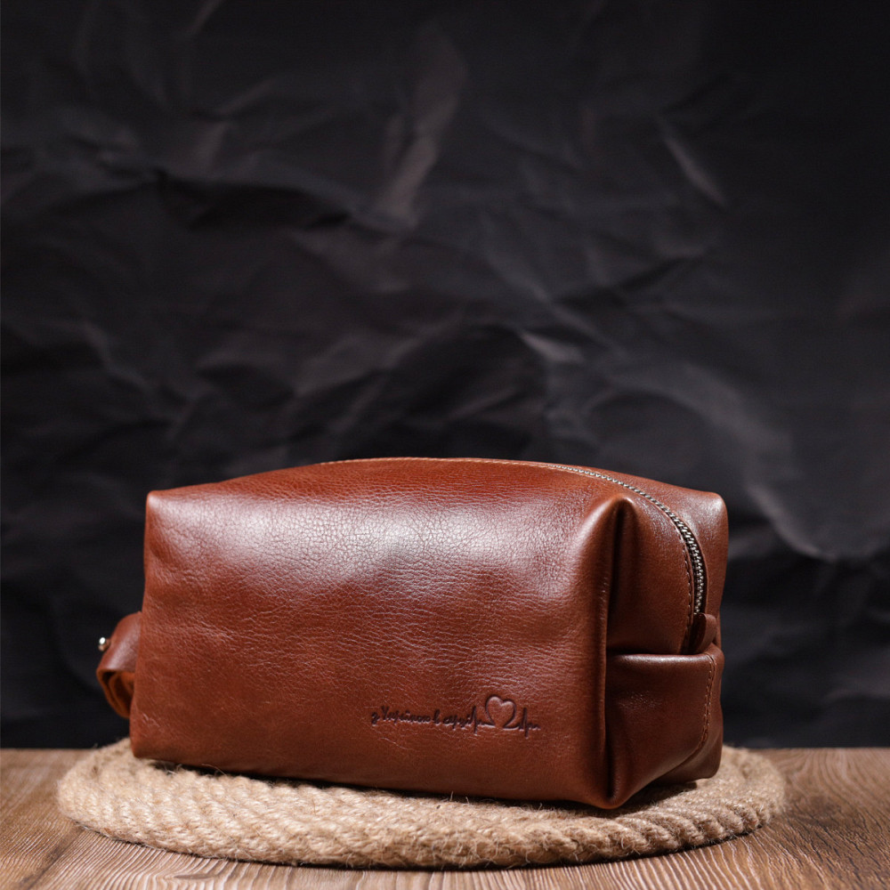 Чоловіча косметичка великого розміру з гладкої шкіри на блискавці Серце (GRANDE PELLE) Київ - фото 2