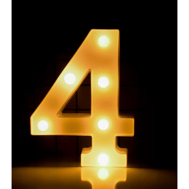 Объемная цифра 4 Led декоративная маленькая 21 на 15 см белый Киев - изображение 2