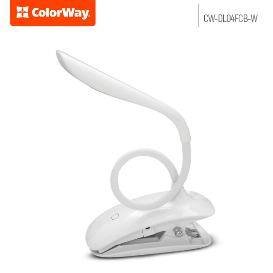 Лампа настільна LED з вбудованим акумулятором білий Flexible & Clip ColorWay Житомир - изображение 1