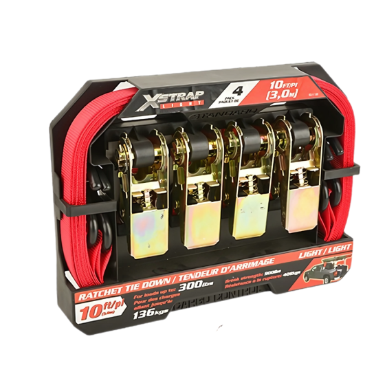 Набір стяжних ременів з храповим механізмом для кріплення вантажу 4 шт. 25 мм х 3 м стропи з навантаженням 136 кг Кам'янець-Подільський