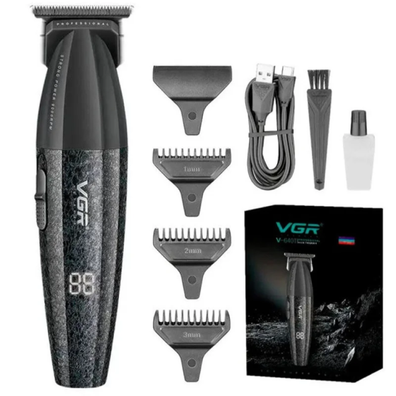 Професійний тример VGR V-640T Black: керамічні леза, DLC-покриття, акумулятор 2000 мАг, до 240 хв роботи Одеса