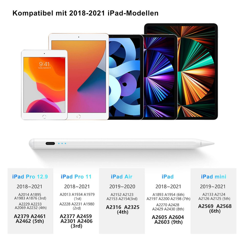 Стилус цифровой карандаш Kadlun ID716 белый для iPad 2018–2023 распознавание ладони наклон магнитный Киев - изображение 4