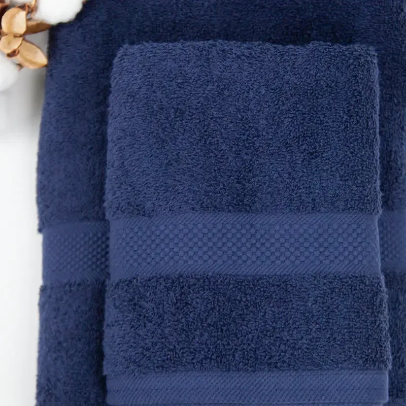 Синее полотенце махровое 50 90 см хлопок банное ТЕП лицевое 100 cotton с петелькой 
