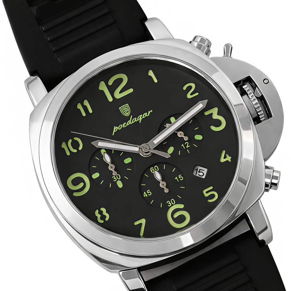 Годинник чоловічий наручний Poedagar Luminious Rubber Black (2 ремінці) Вінниця - фото 2