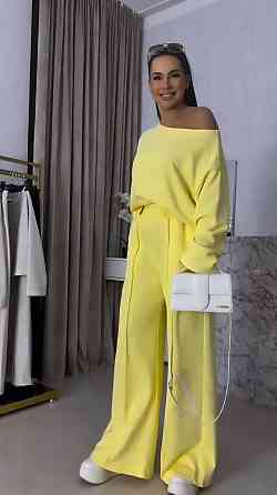 Женский прогулочный костюм двойка: кофта и штаны двунить Желтый, 42/46 Одесса