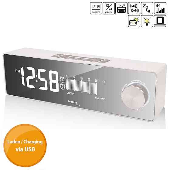 Годинник настільний з радіо Technoline WT483 White/Silver (WT483) Киев