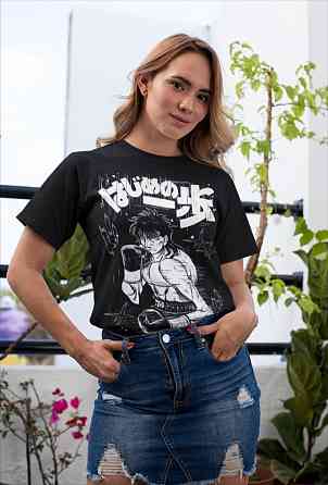 Футболка аниме Рйо Масхиба Боксинг Аниме оверсайз (S/M/L) Черний AnimeJ0269 Днепр