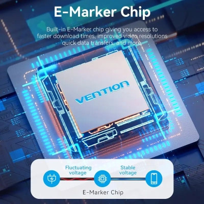 Дата кабель USB-C to USB-C 1.0m USB4.0 240W (50V/5A) 8K60Hz Thunderbolt 4 Gray Aluminum Alloy Vention (TAVHF) Вінниця - фото 11